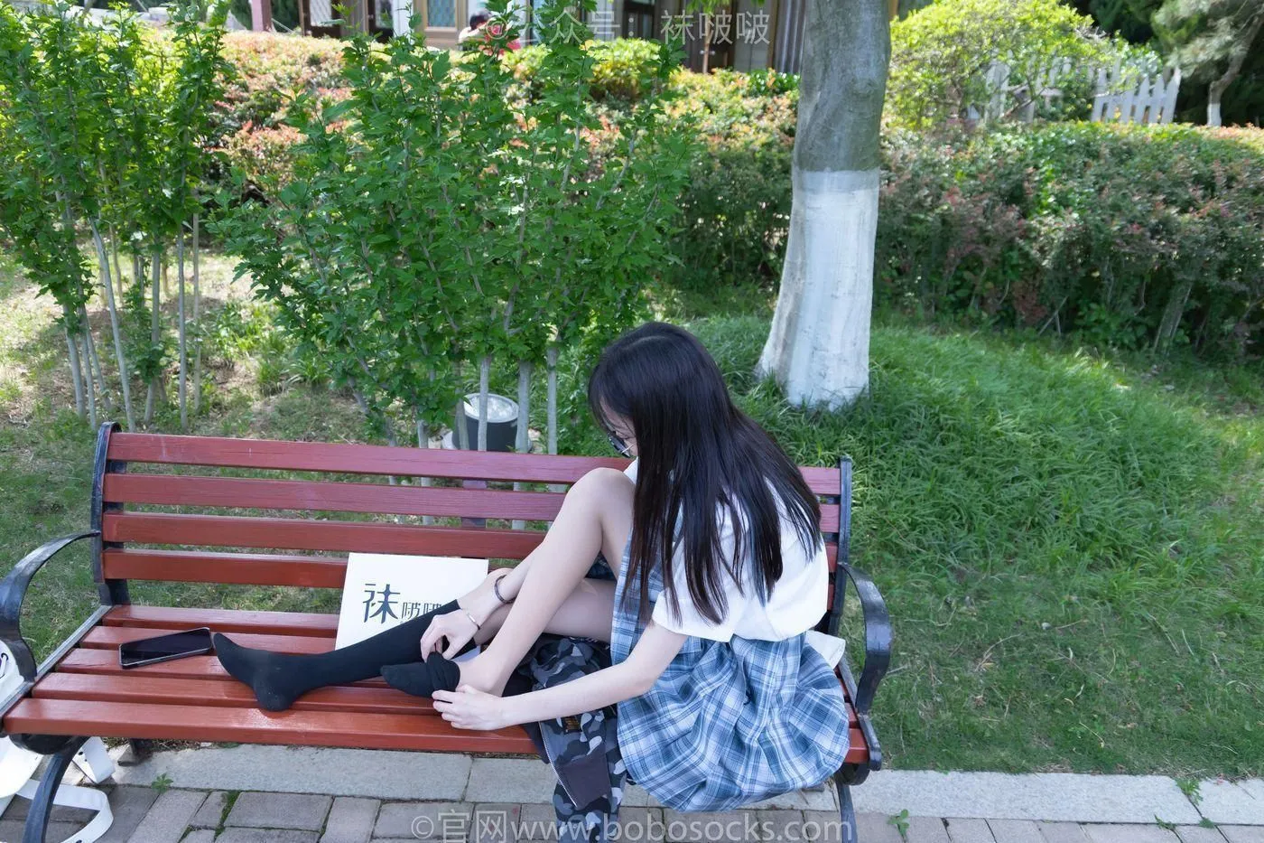 [BoBoSocks袜啵啵]NO.007 稚予-JK制服、皮鞋、黑色中筒棉袜、肉丝 [143P]插图